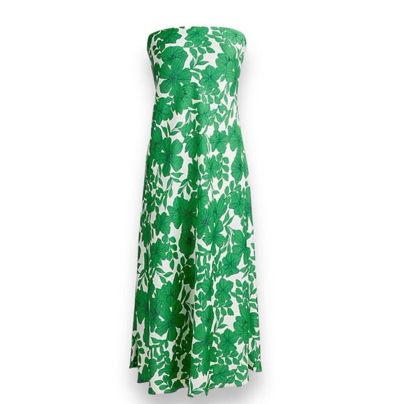 J Crew Collection Dress Women’s 8 Green Strapless Floral‎ Greenhouse Print - Picture 1 of 11